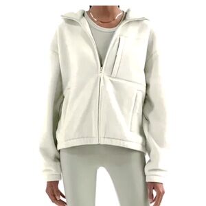 TNA / Aritzia Cream Polartec Zip-Up Hoodie